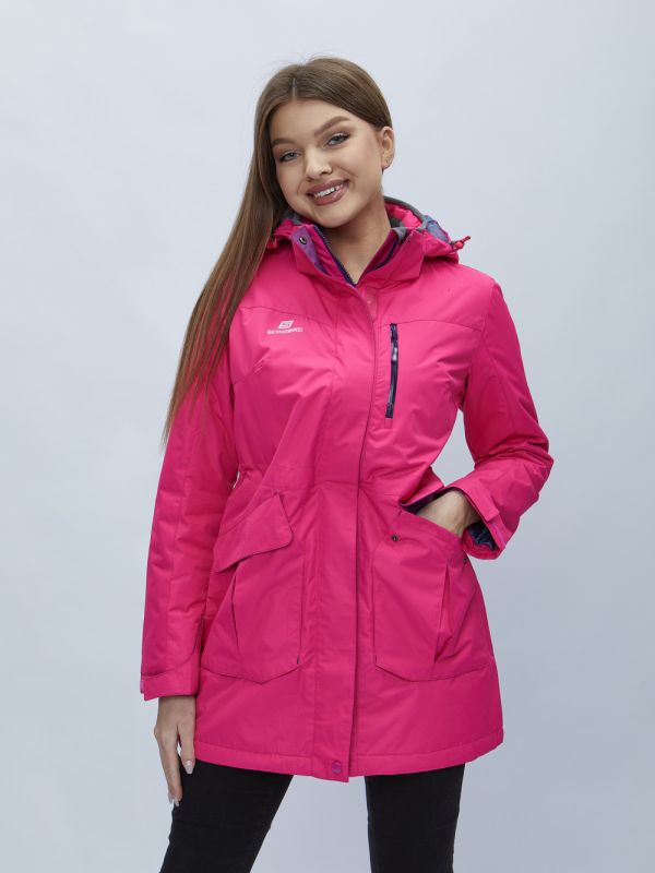 Women's pink hooded parka 551996R